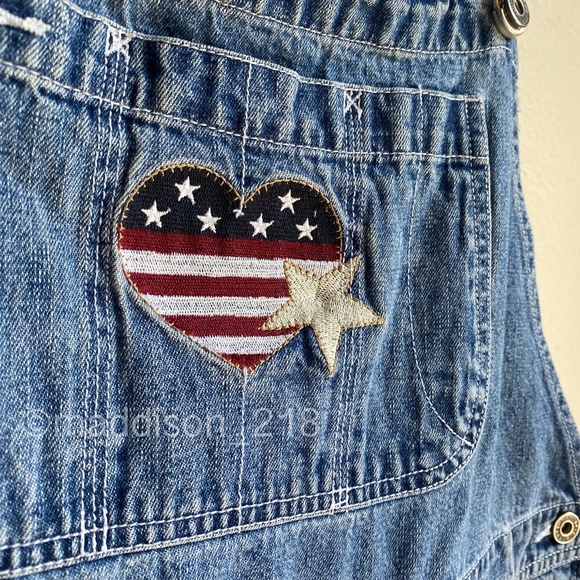 Vintage Overalls size Large women’s Embroidered American Flag Straight Leg L - Picture 4 of 12